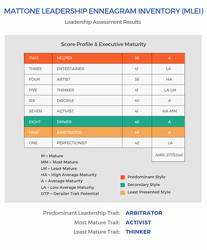 Sample MLEI leadership profile chart
