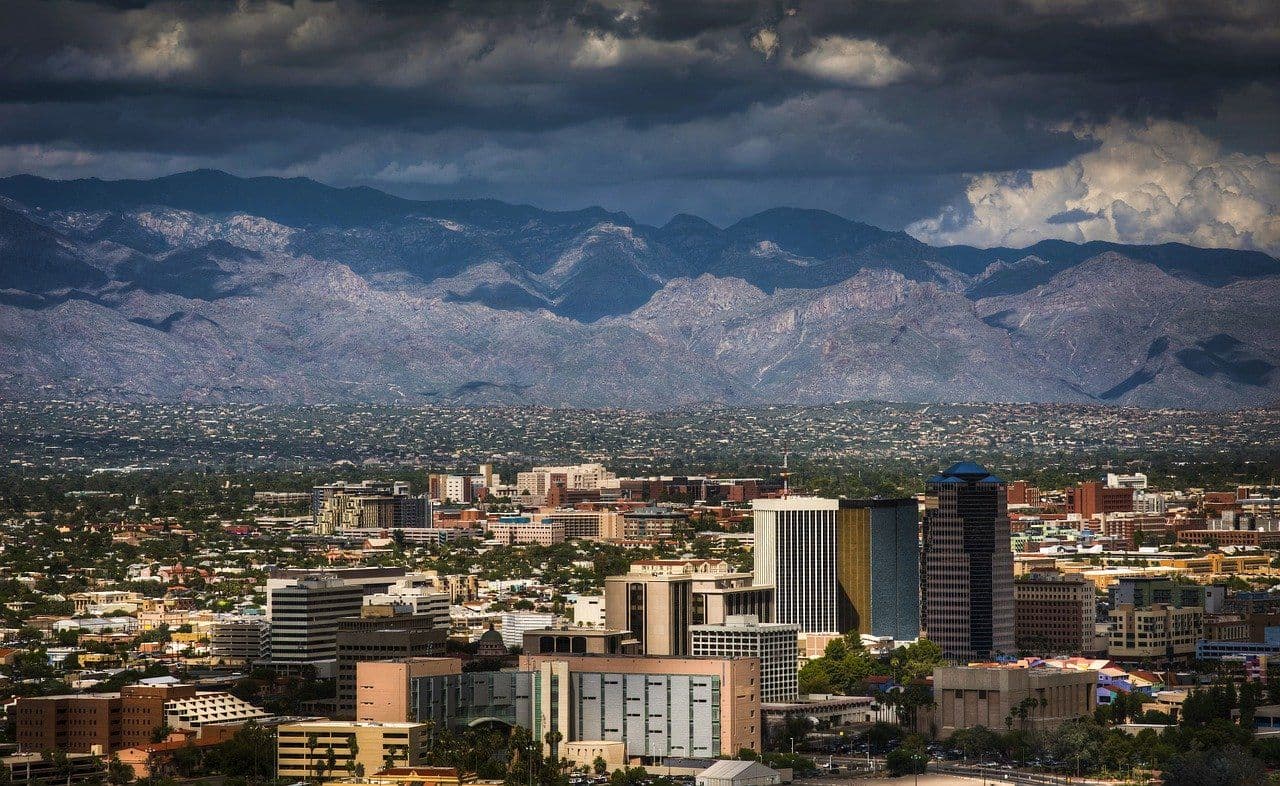 Tucson Arizona skyline with mountains