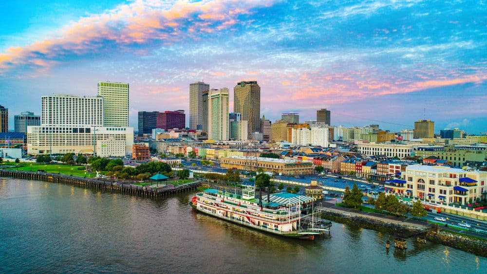 New Orleans Louisiana skyline and waterfront